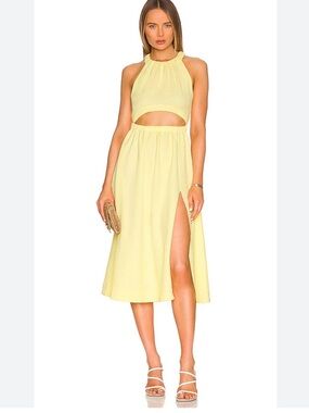 stacci midi dress in beige & cream lpa Structured Cream Midi Dress | Trendy Women's Clothing main image 1